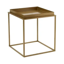 Bout de canapé cube doré – plateau mobile, style design SFAX