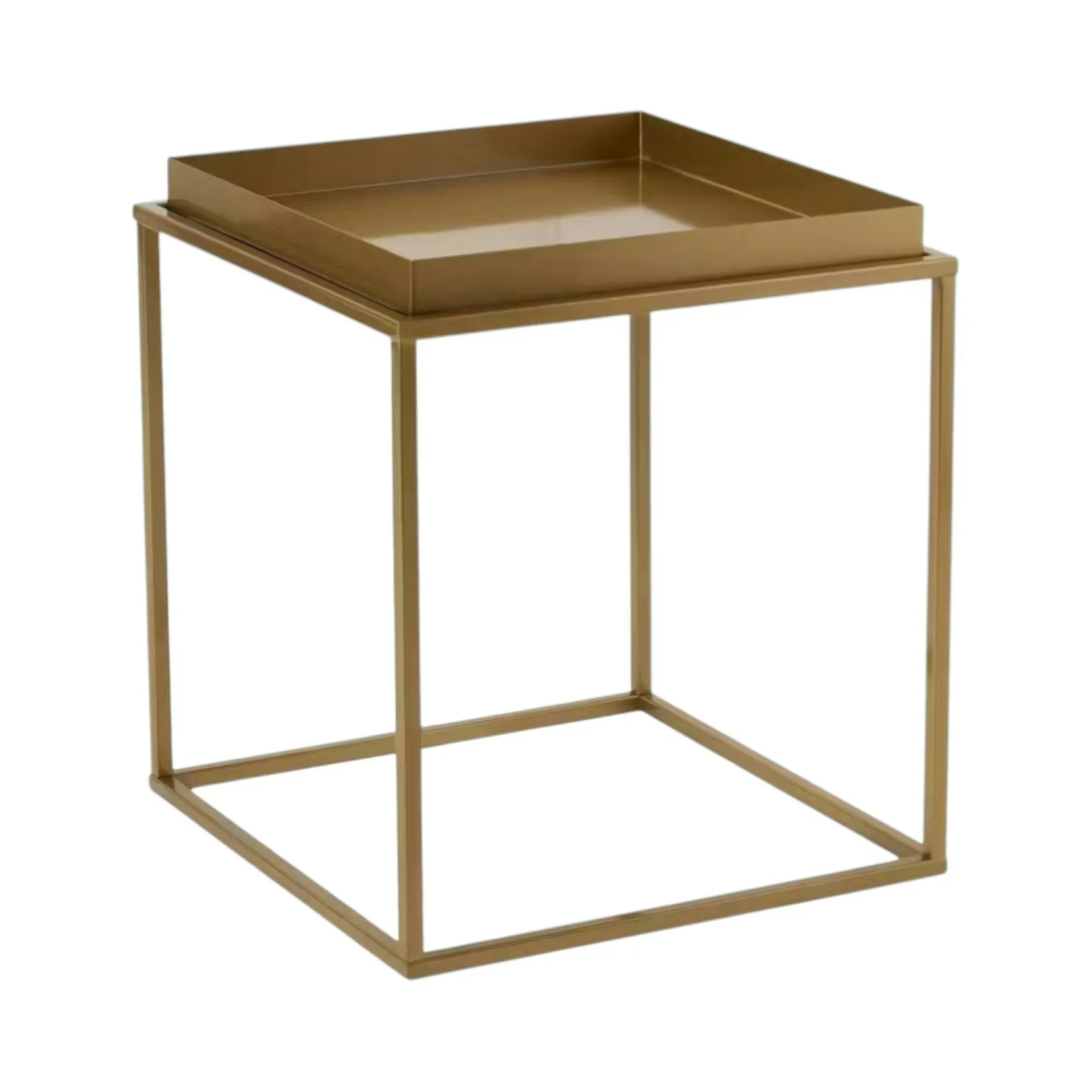 Bout de canapé cube doré – plateau mobile, style design SFAX