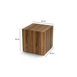 Bout de canapé cube effet bois de noyer - style design MARFA