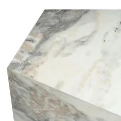 Bout de canapé cube effet marbre blanc - style design MARFA
