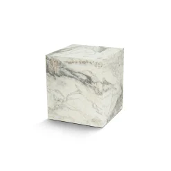Bout de canapé cube effet marbre blanc - style design MARFA