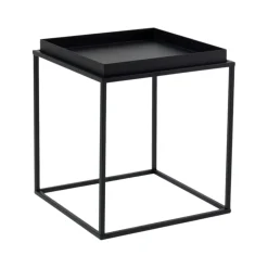 Bout de canapé cube noir – plateau mobile, style design SFAX