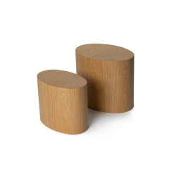 Bout de canapé design effet bois - forme ovale (2 pièces) MARFA