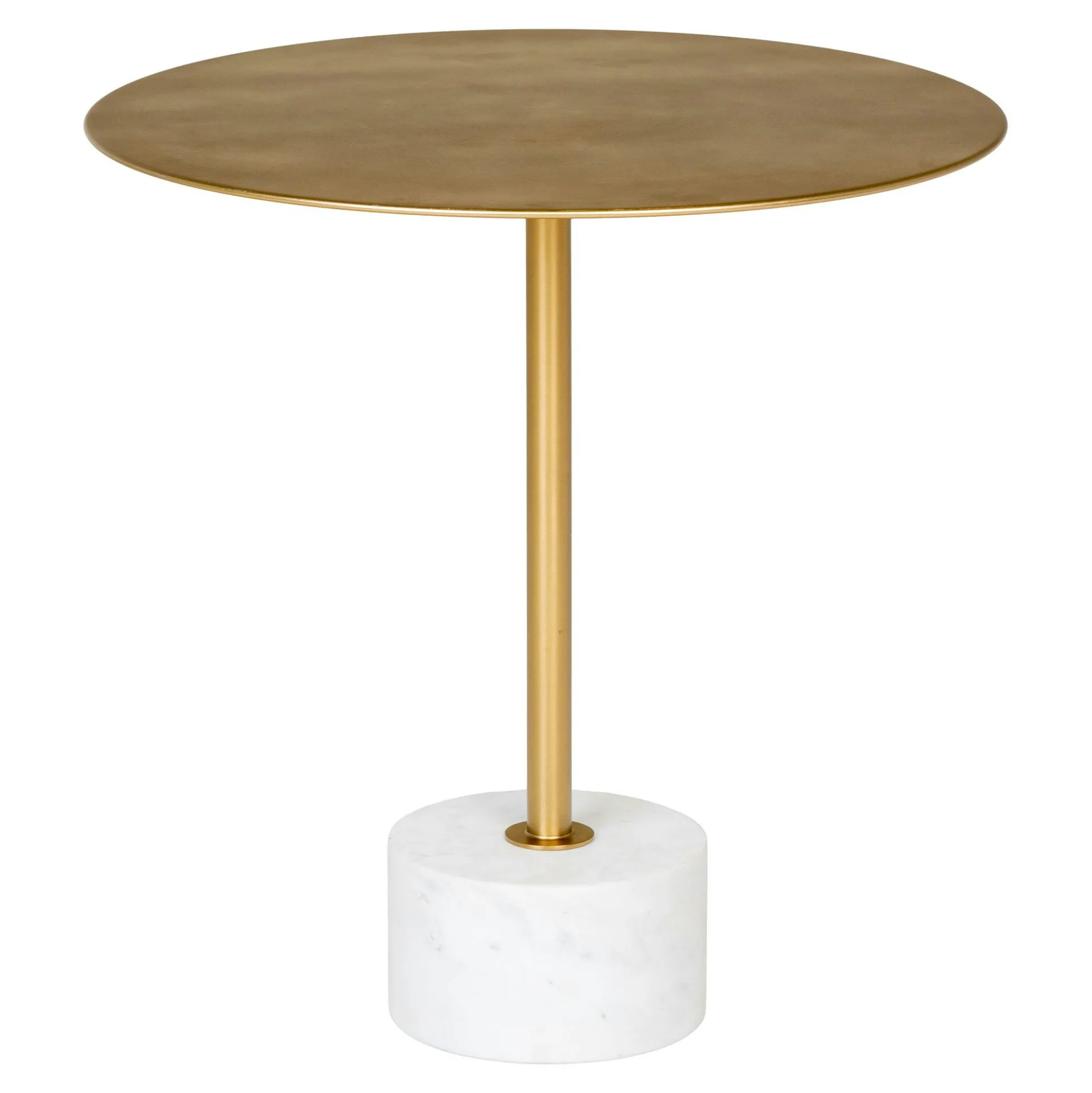 Bout de canapé design en marbre avec plateau doré Ø51 cm TALLINN