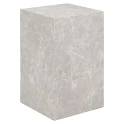 Bout de canapé design - forme haute, effet marbre beige TRINITE