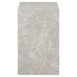 Bout de canapé design - forme haute, effet marbre beige TRINITE