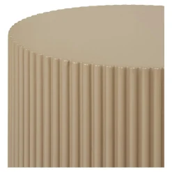 Bout de canapé design - forme ronde striée, beige naturel TRINITE