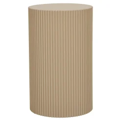 Bout de canapé design - forme ronde striée, beige naturel TRINITE
