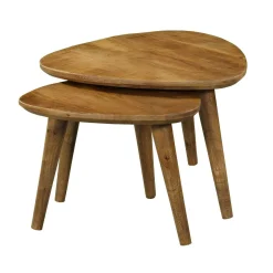 Bout de canapé design triangle en bois de manguier (lot de 2) ALMA