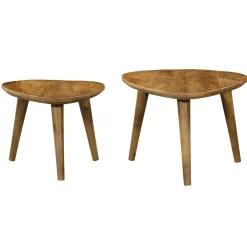 Bout de canapé design triangle en bois de manguier (lot de 2) ALMA