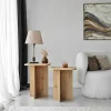 Bout de canapé gigogne bords arrondis décor bois (x2) MARFA