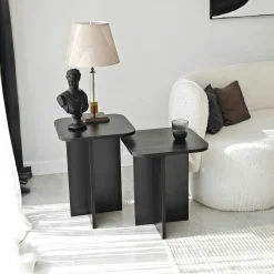 Bout de canapé gigogne noir bords arrondis (lot de 2) MARFA