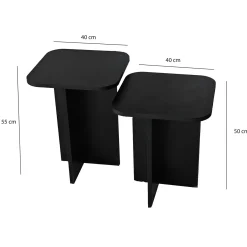 Bout de canapé gigogne noir bords arrondis (lot de 2) MARFA