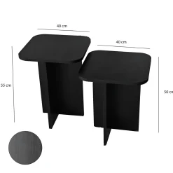 Bout de canapé gigogne noir bords arrondis (lot de 2) MARFA