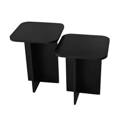 Bout de canapé gigogne noir bords arrondis (lot de 2) MARFA