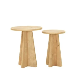 Bout de canapé gigogne rond effet bois clair (lot de 2) MARFA