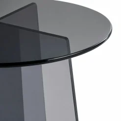 Bout de canapé rond en verre fumé noir VETRO