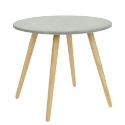 Bout de canapé rond pieds bois et plateau béton D65xH57cm