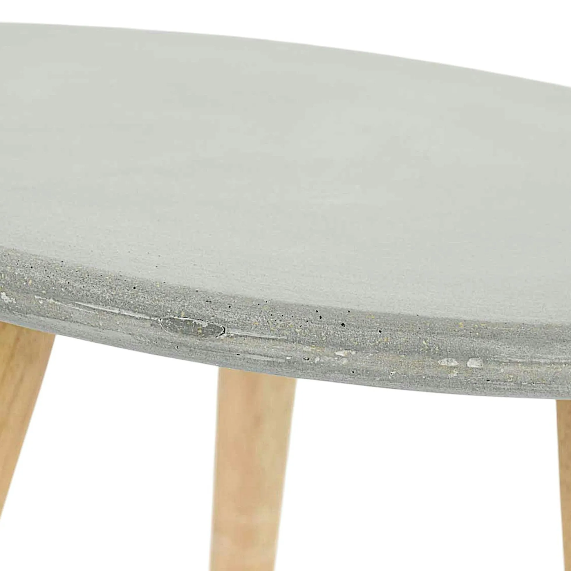 Bout de canapé rond pieds bois et plateau béton D45xH48cm