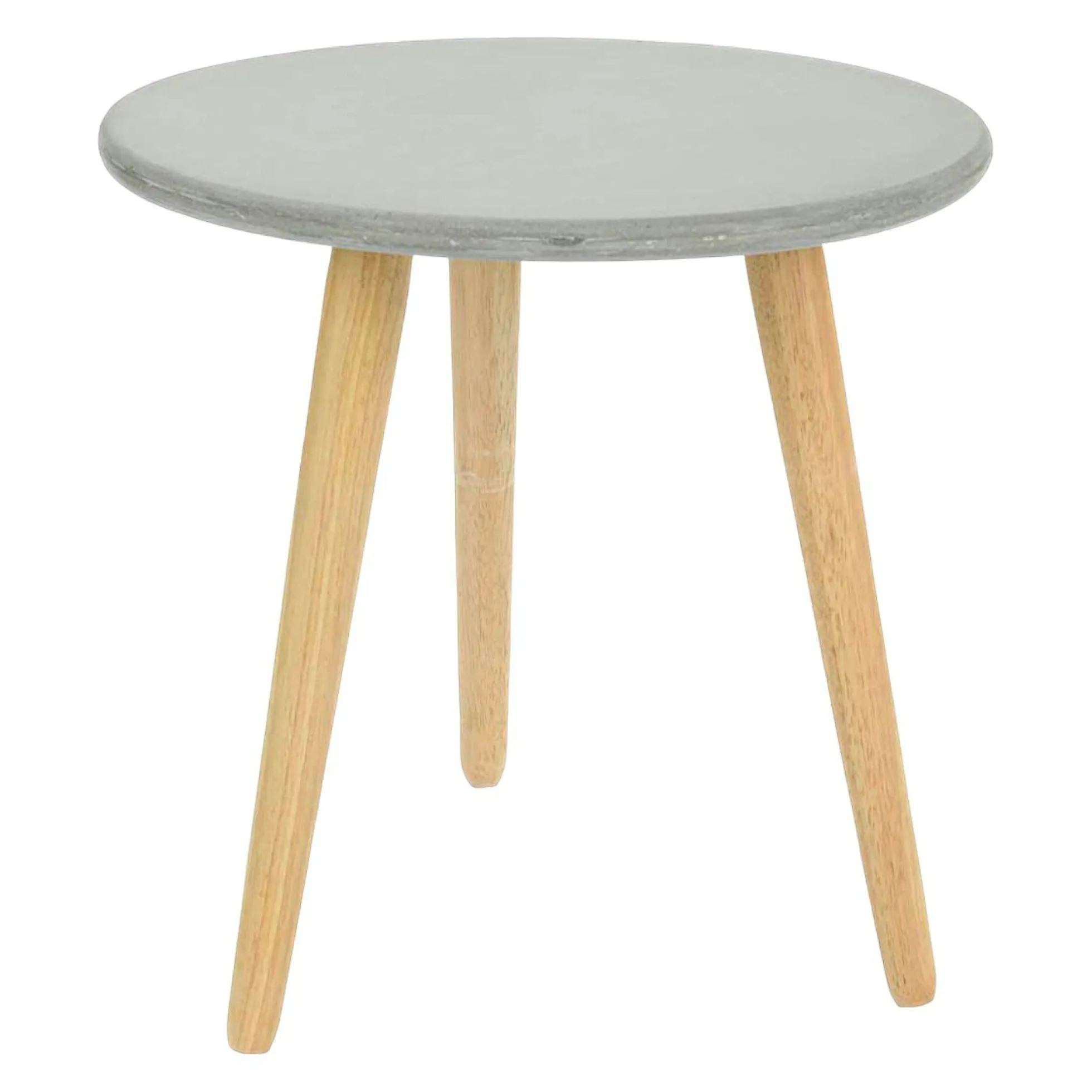 Bout de canapé rond pieds bois et plateau béton D45xH48cm
