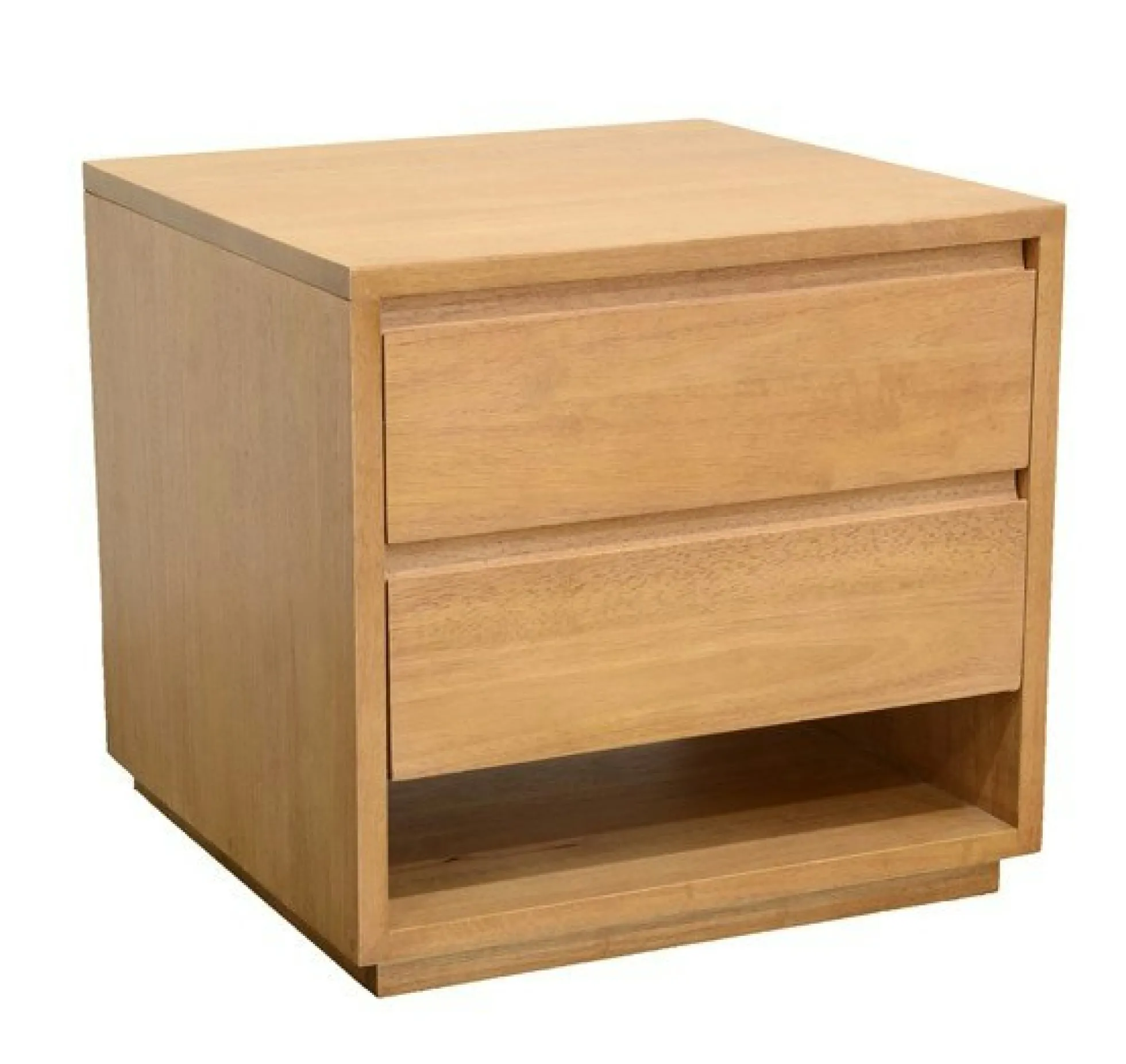 Bout de Canapé / Table de Chevet Hévéa 2 tiroirs, 1 niche basse 50x50x50cm BALTIC