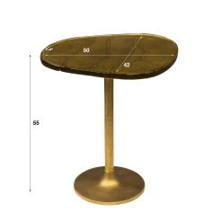 Bout de canapé verre – finition antique dorée, 55 cm LAGUNA