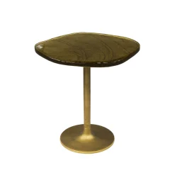 Bout de canapé verre – finition antique dorée, 50 cm LAGUNA