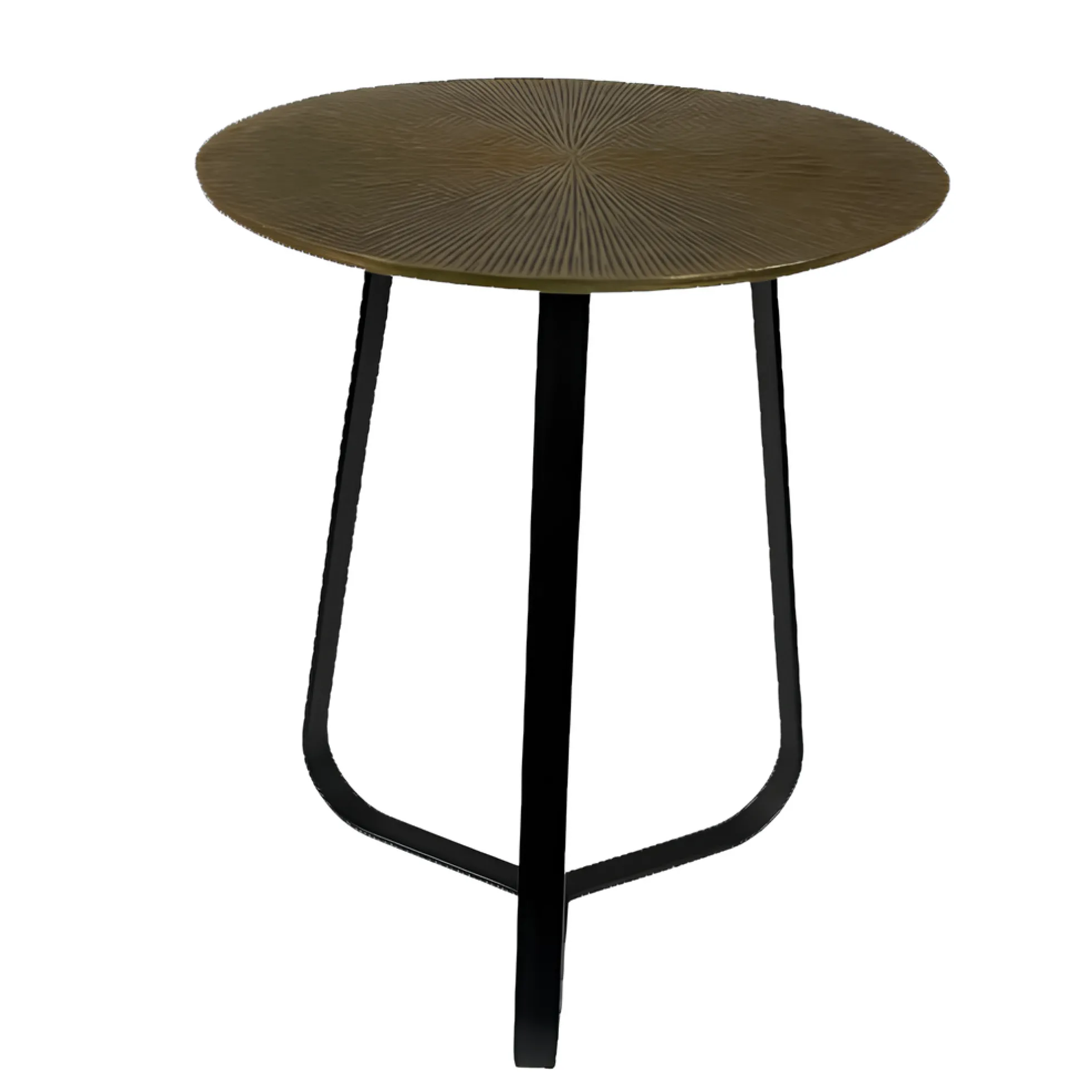 Bout de canapé vintage doré sur trépied Ø40 cm KANO