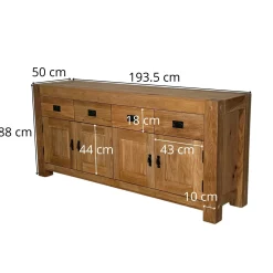 Buffet bahut chêne 4 portes 193cm FJORD
