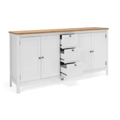 Buffet bas blanc 4 portes 3 tiroirs VENZA
