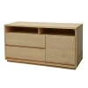 Buffet bas Hévéa 1 porte, 2 tiroirs, 2 niches hautes sous plateau 100x40x56cm BALTIC