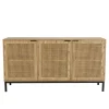 Buffet bas 3 portes cannage naturel pieds métal PALMA