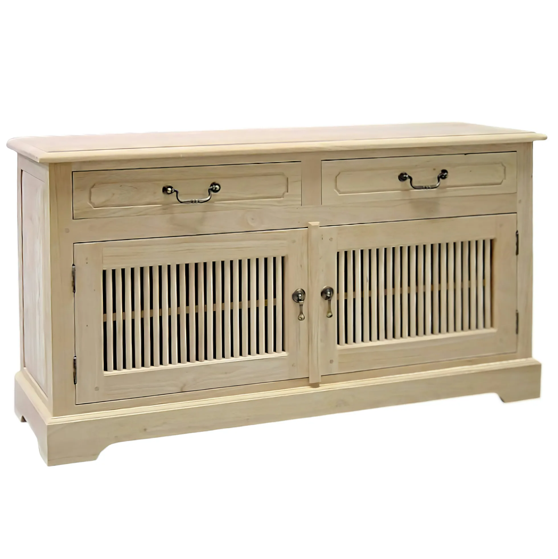 Buffet bas 2 portes 2 tiroirs hévéa 120x40x65cm MAORI