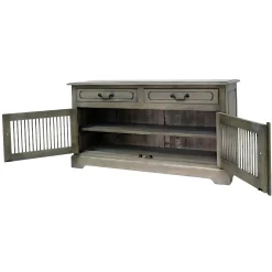 Buffet bas 2 portes 2 tiroirs hévéa 120x40x65cm MAORI
