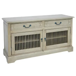 Buffet bas 2 portes 2 tiroirs hévéa 120x40x65cm MAORI