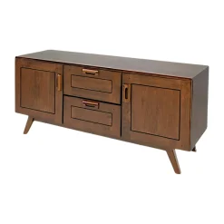 Buffet bas vintage hévéa massif 130x42x60cm SIXTIES