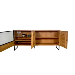 Buffet bas vitrine bois de chêne huilé 180 cm HAVEN