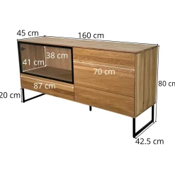 Buffet bas vitrine bois de chêne blanc HAVEN