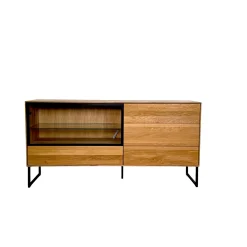 Buffet bas vitrine bois de chêne huilé HAVEN