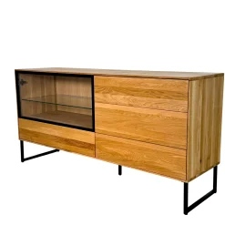 Buffet bas vitrine bois de chêne huilé HAVEN