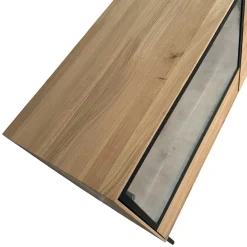 Buffet bas vitrine bois de chêne blanc 180 cm HAVEN