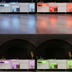 Buffet blanc et doré 2 portes 3 niches LED AURA