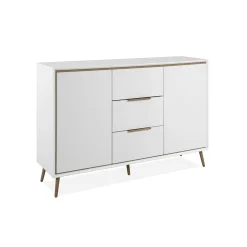 Buffet blanc moderne 2 portes 3 tiroirs AVIO