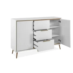 Buffet blanc moderne 2 portes 3 tiroirs AVIO