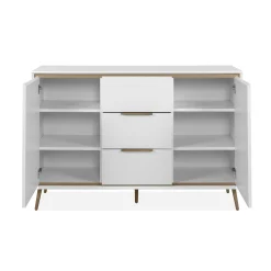 Buffet blanc moderne 2 portes 3 tiroirs AVIO