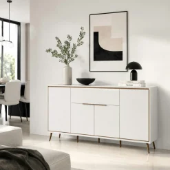 Buffet blanc moderne 4 portes 1 tiroir AVIO