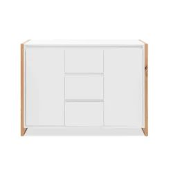 Buffet blanc 2 portes 3 tiroirs 122 cm ALVA