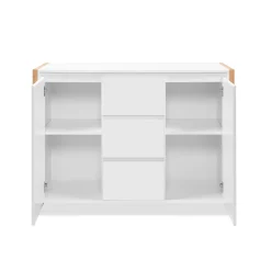 Buffet blanc 2 portes 3 tiroirs 122 cm ALVA