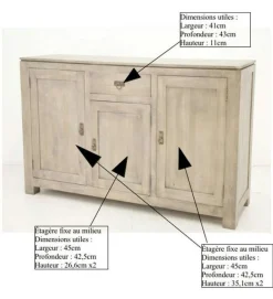 Buffet bois exotique hévéa 160cm HELENA