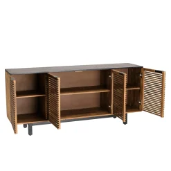 Buffet bois exotique 4 portes ajourées KANHA
